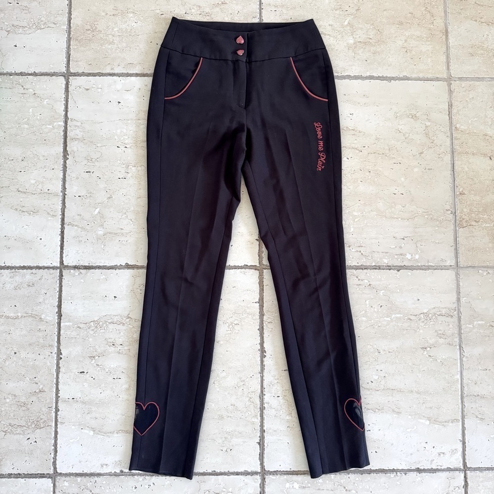 PHILIPP PLEIN Black Pants with Hearts, Size
